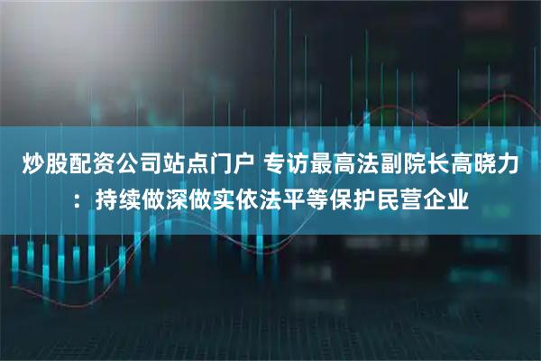 炒股配资公司站点门户 专访最高法副院长高晓力：持续做深做实依法平等保护民营企业